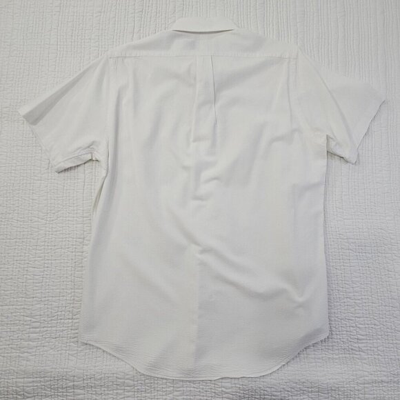 Ralph Lauren Men's M Short Sleeve Button Up Shirt White Textured Old Money EUC - Picture 13 of 14